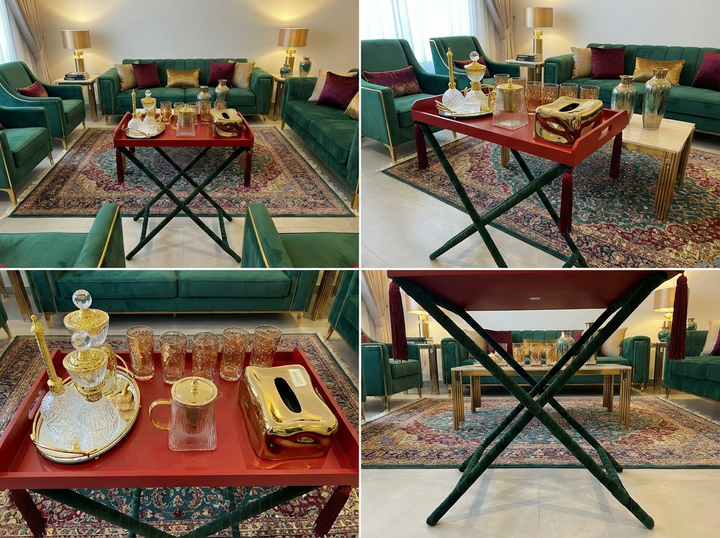 Table Pliante "Kasbah Émeraude" (Bordeaux & Vert)