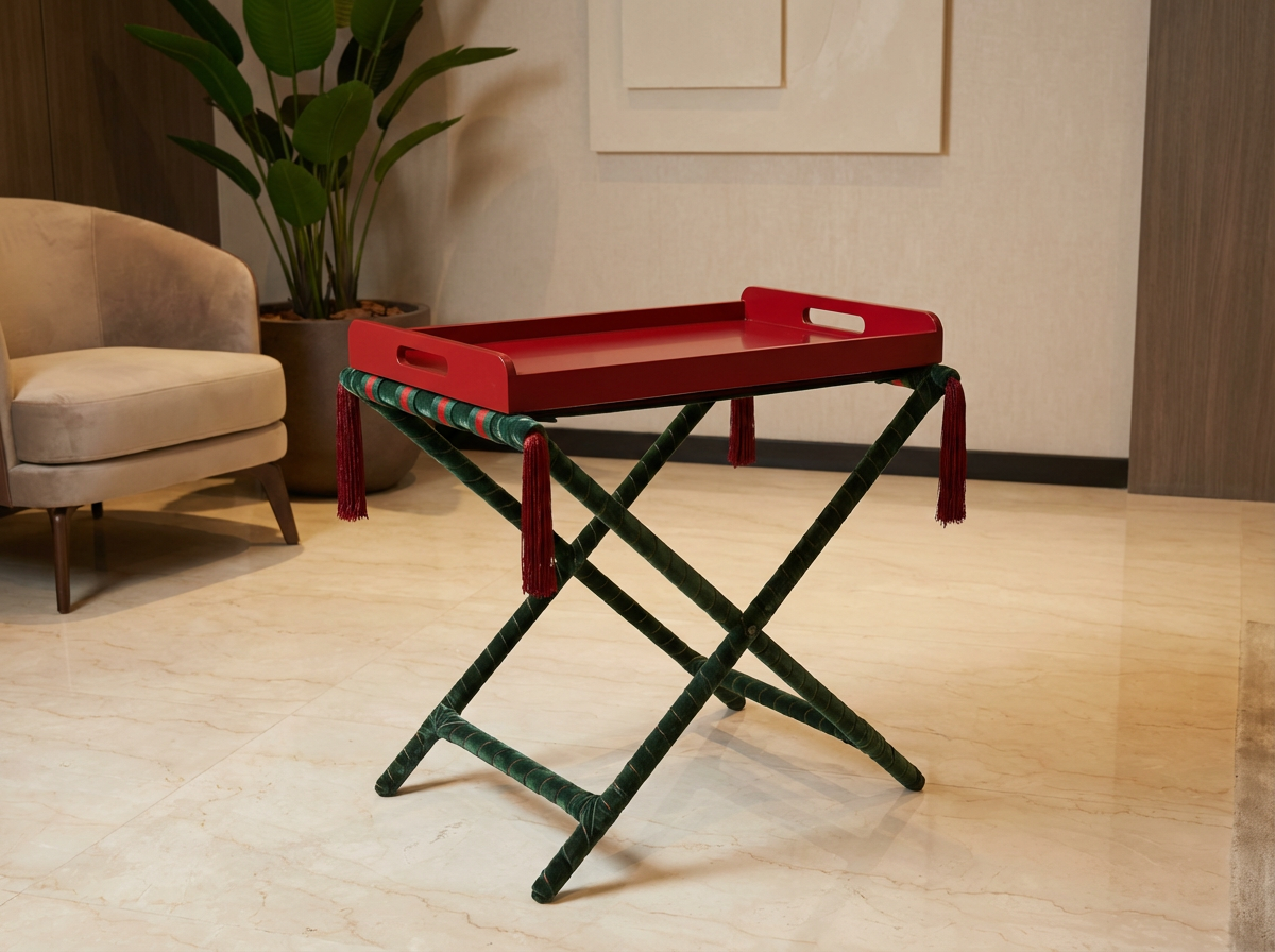 Table Pliante "Kasbah Émeraude" (Bordeaux & Vert)