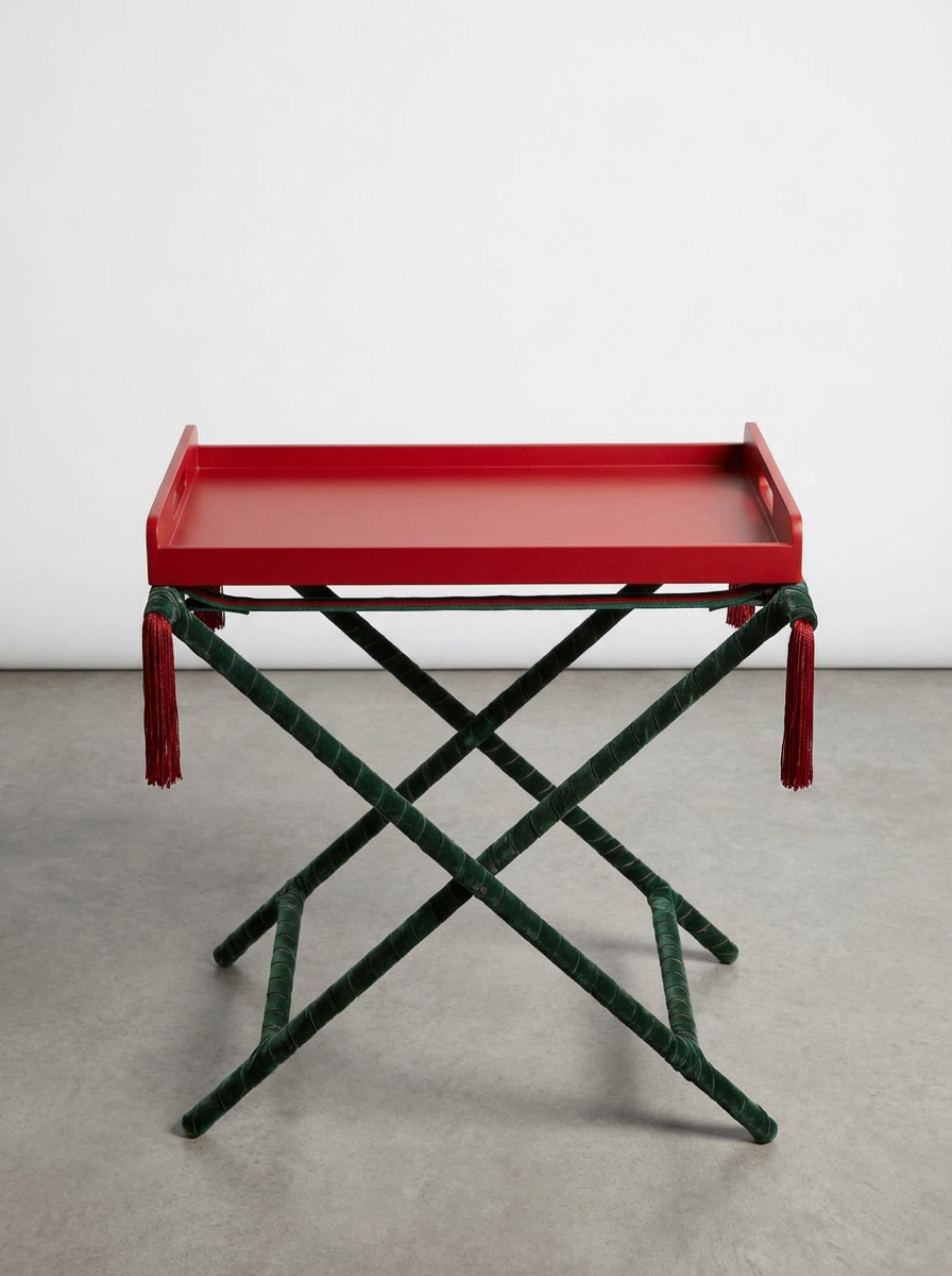 Table Pliante "Kasbah Émeraude" (Bordeaux & Vert)