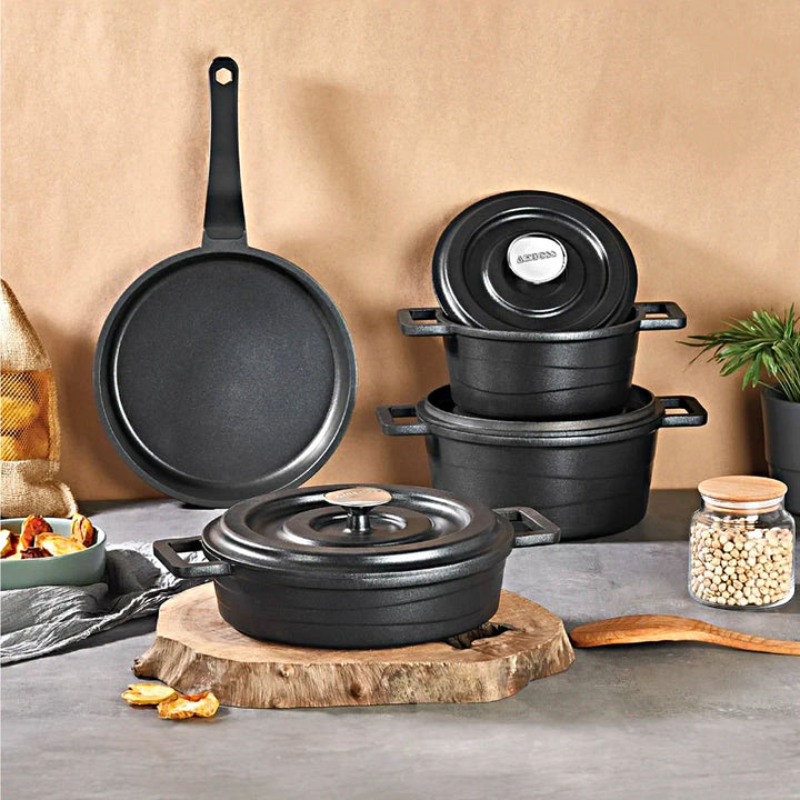 Set de Casseroles Amboss Copper 7 Pièces en Fonte – Noir