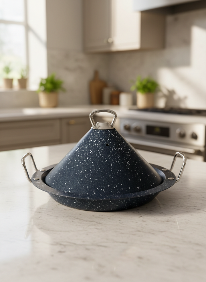 Tajine en granit 30 cm avec poignées métalliques