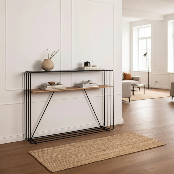 Console Minimaliste en Métal – Noir / Blanc / Beige
