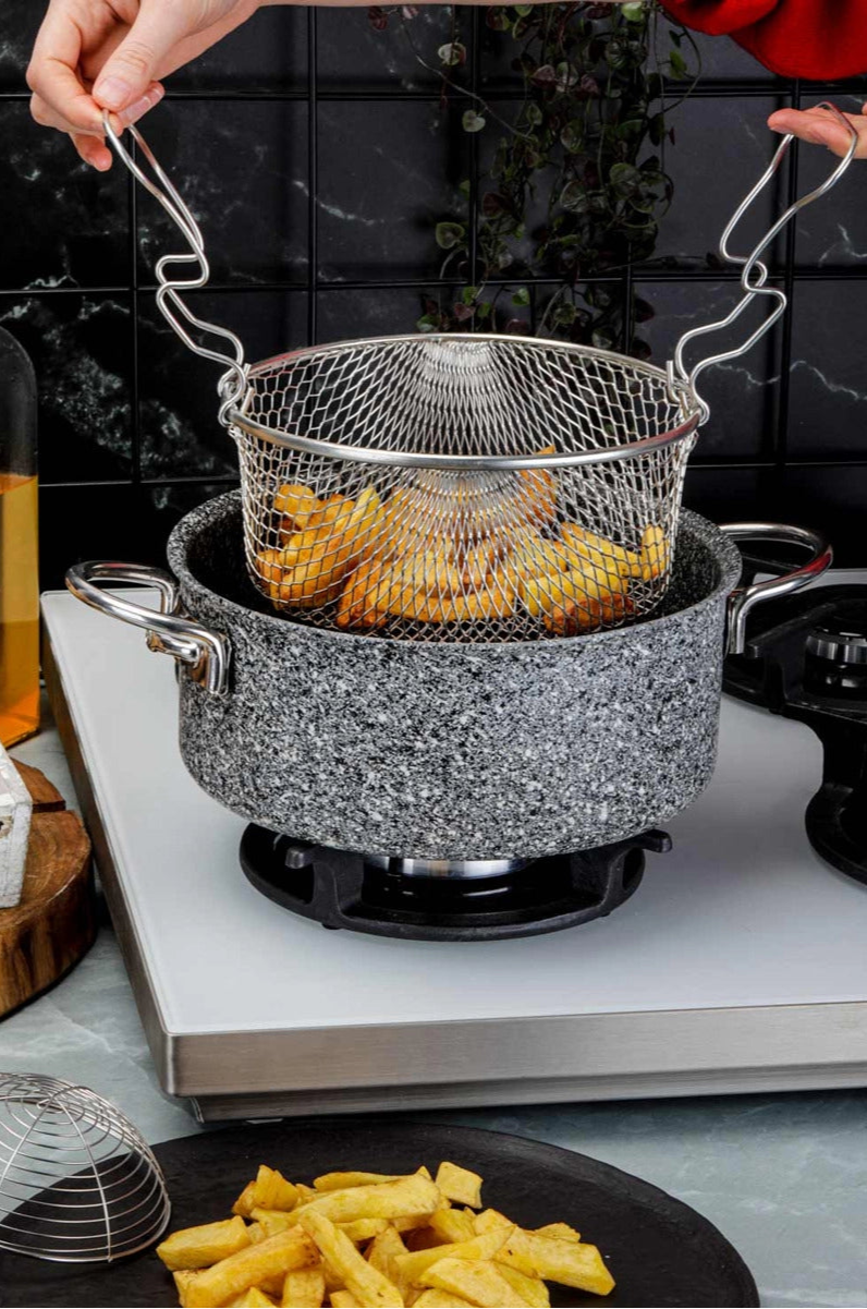 Amboss Pato Casserole de Friture en Fonte avec Revêtement Granit