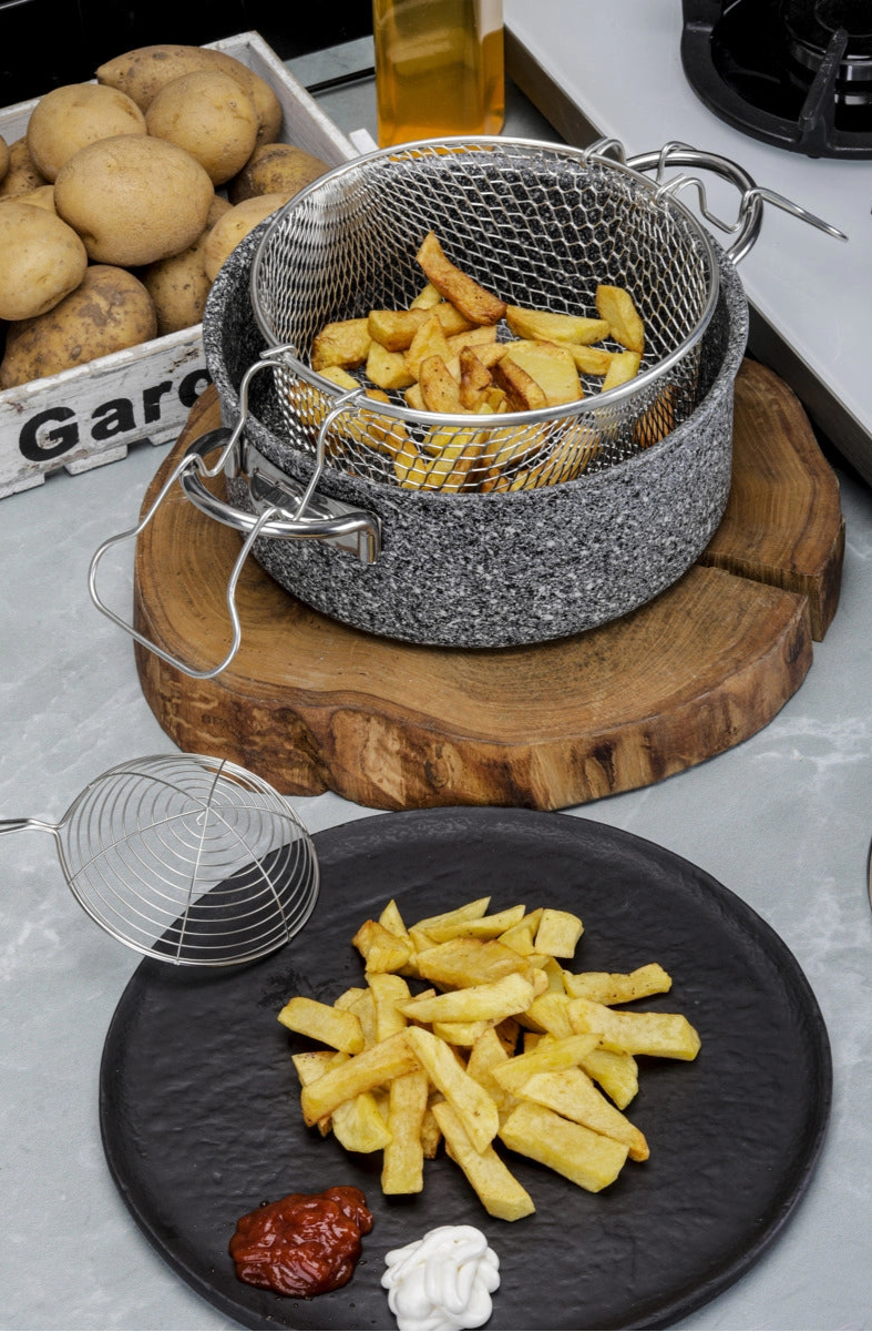 Amboss Pato Casserole de Friture en Fonte avec Revêtement Granit