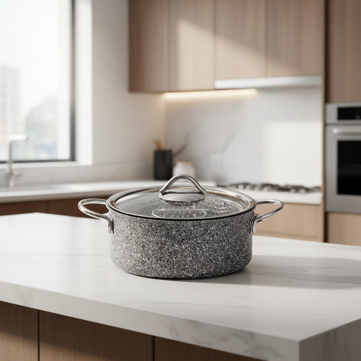 Amboss Pato Casserole de Friture en Fonte avec Revêtement Granit