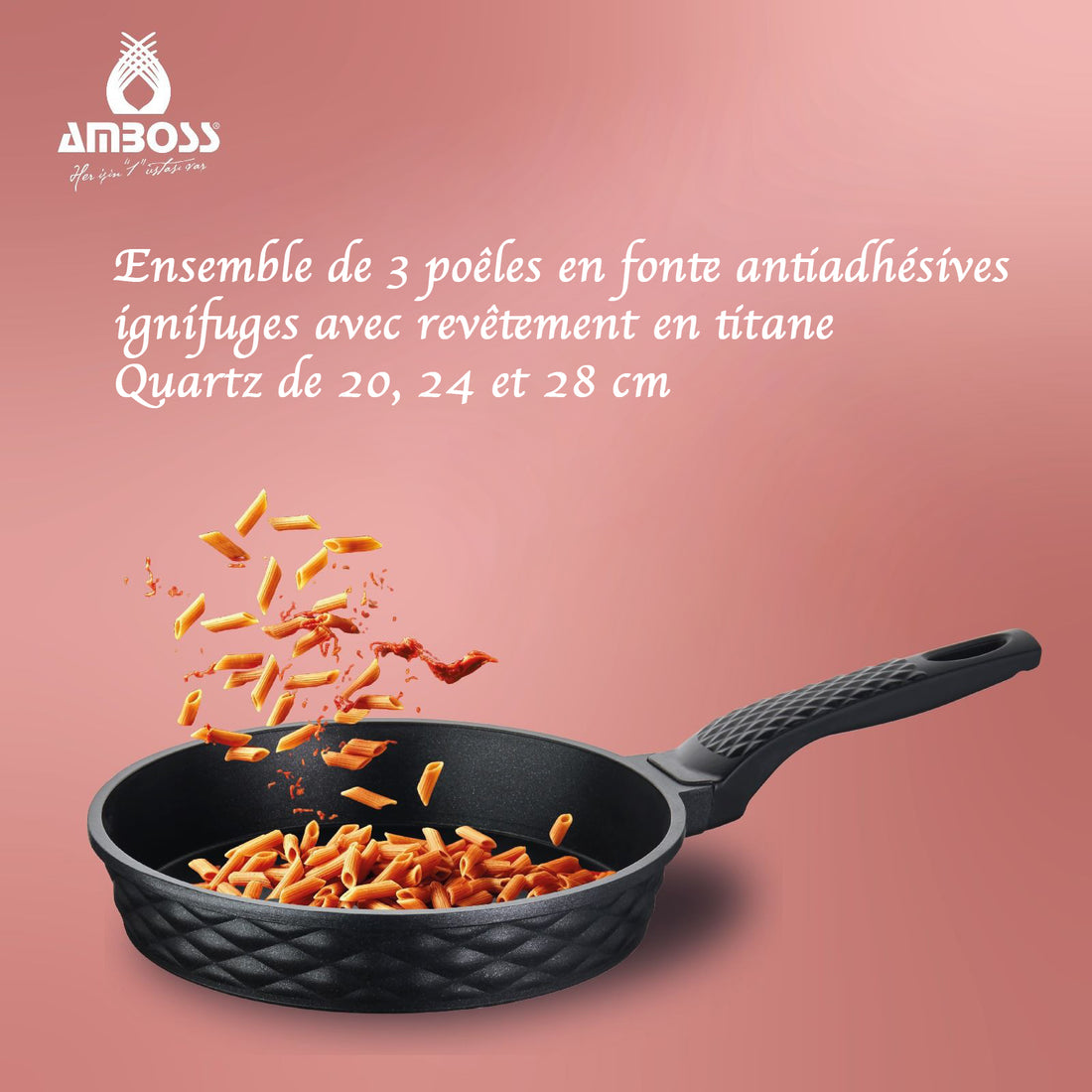 Set de 3 Poêles – Fonte d'Aluminium – 18, 22 et 24 cm