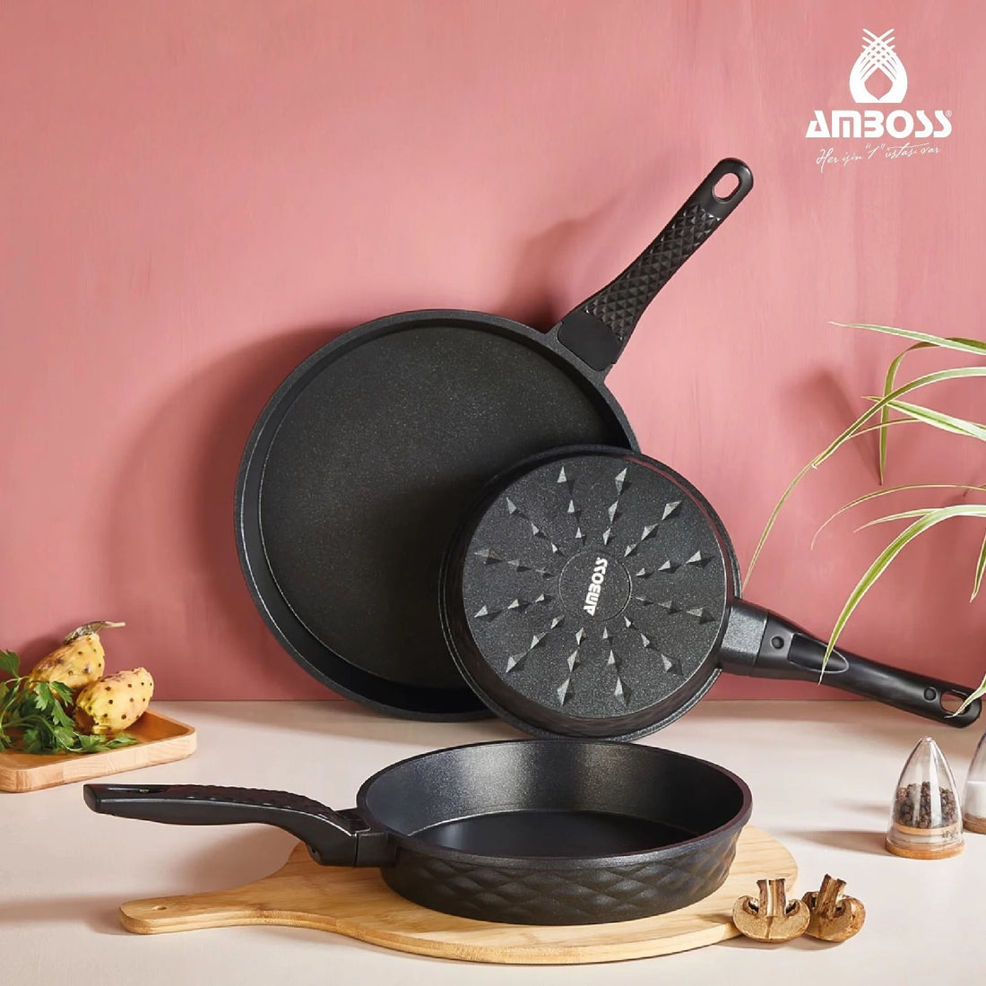 Set de 3 Poêles – Fonte d'Aluminium – 18, 22 et 24 cm