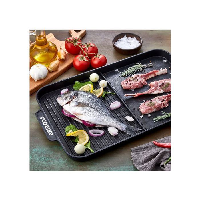 Poêle Grill 2 Compartiments Amboss en Lave Noire – Revêtement Titane