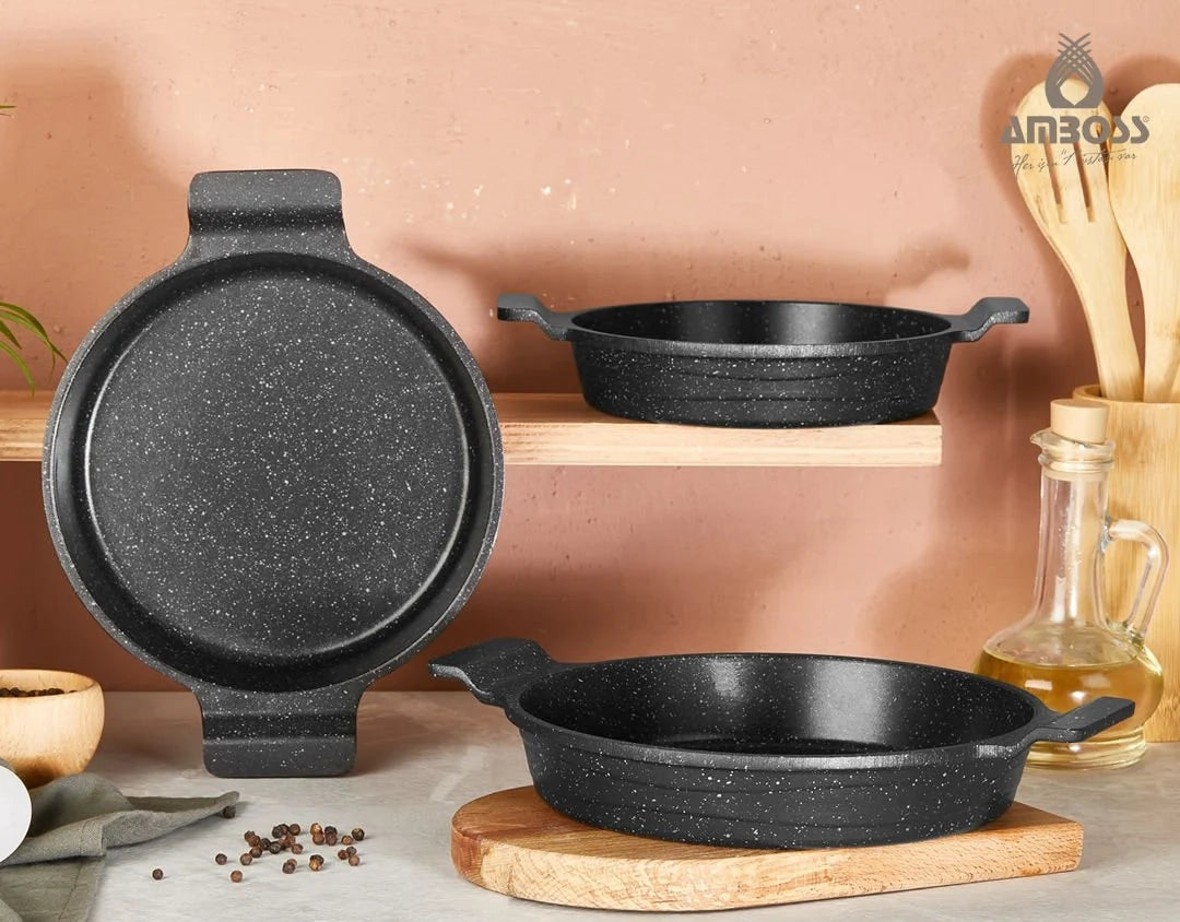 Amboss Astral Ensemble de 3 Poêles en Granit – Poêle