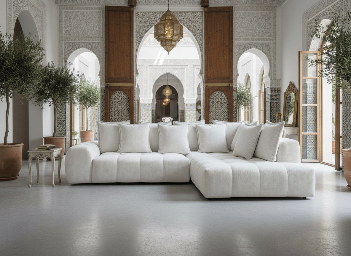 Canapé FLY d'angle convertible coffre – tissu chiné