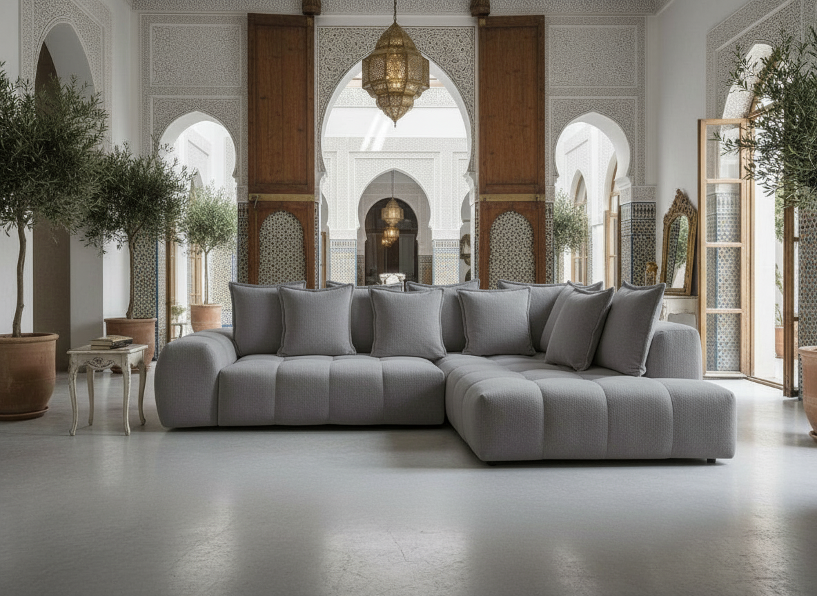 Canapé FLY d'angle convertible coffre – tissu chiné