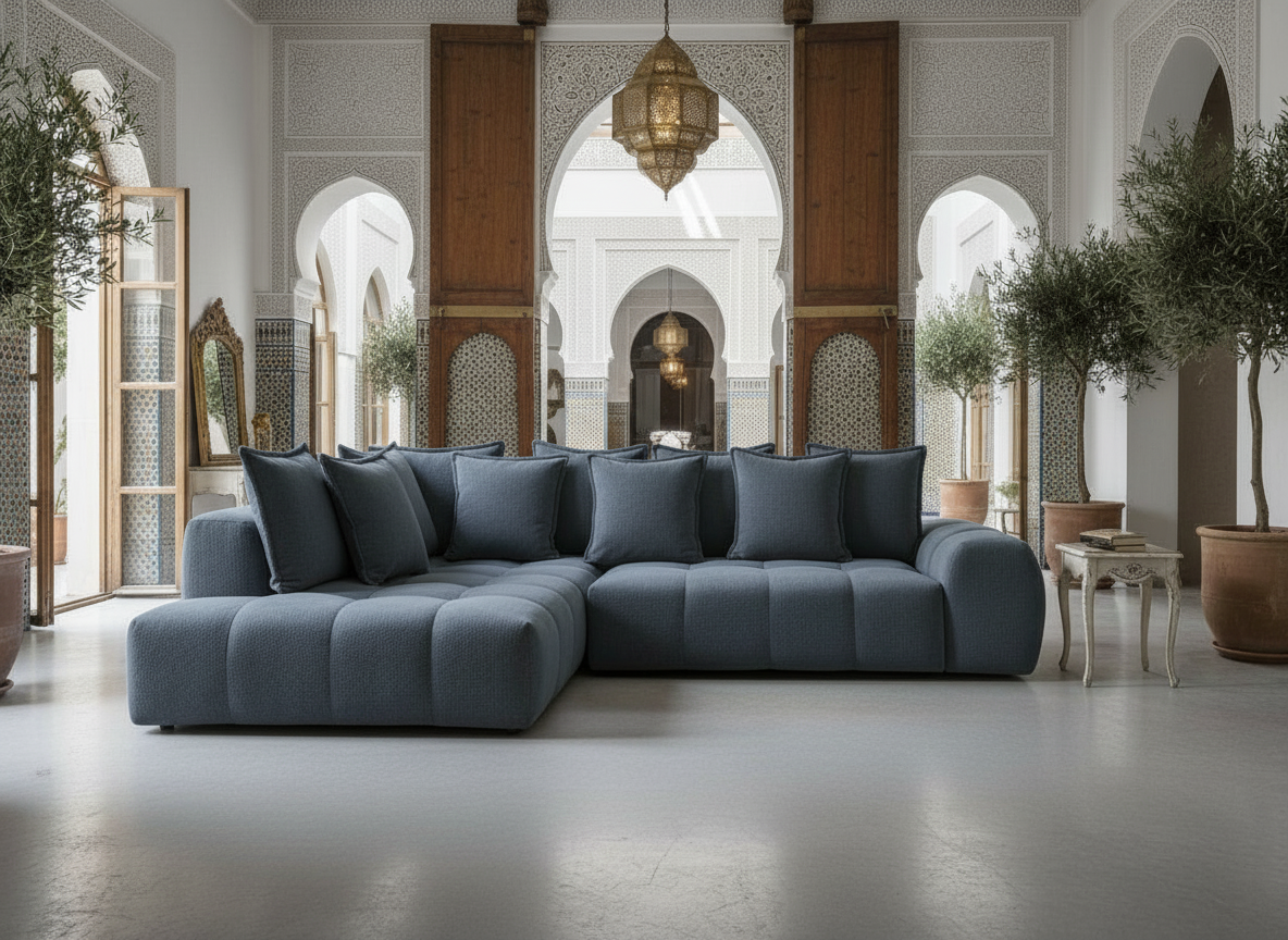 Canapé FLY d'angle convertible coffre – tissu chiné