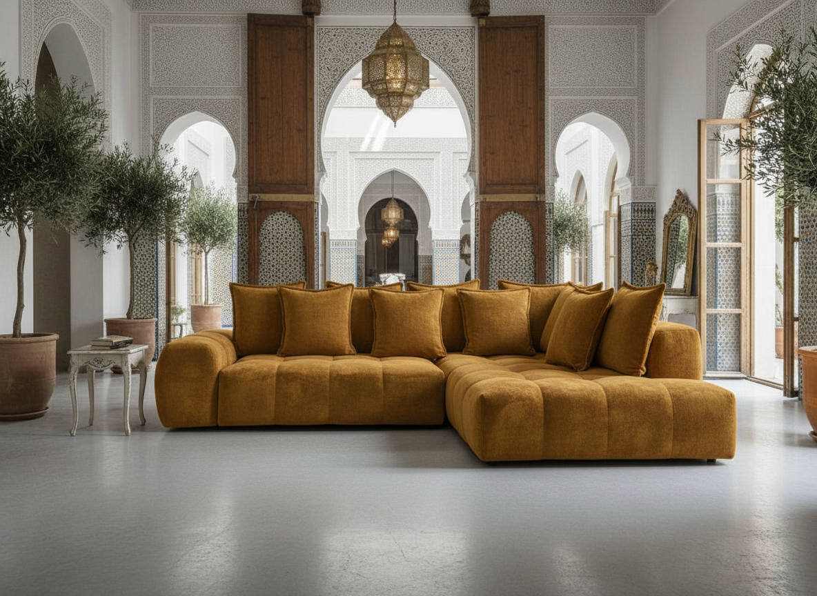 Canapé FLY d'angle convertible coffre – tissu chiné