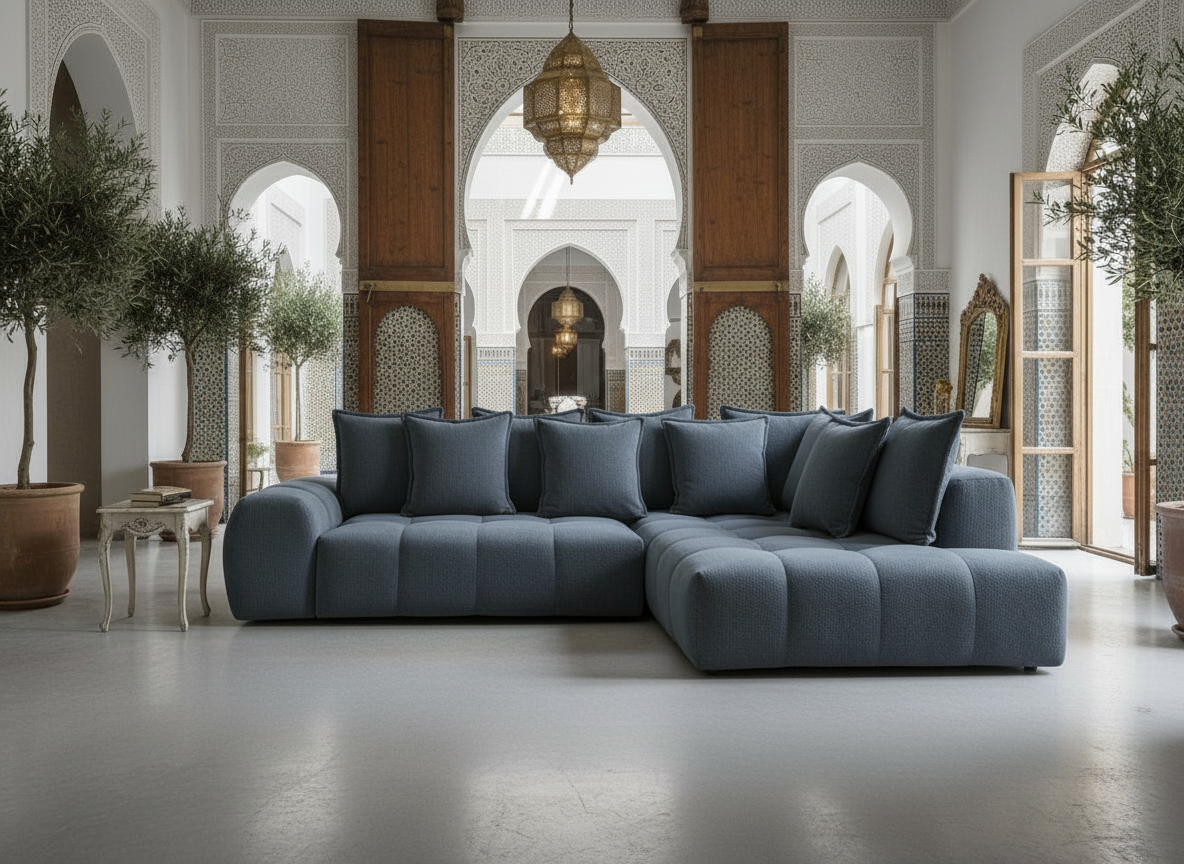 Canapé FLY d'angle convertible coffre – tissu chiné