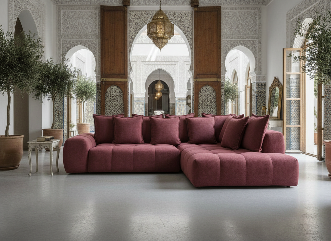 Canapé FLY d'angle convertible coffre – tissu chiné