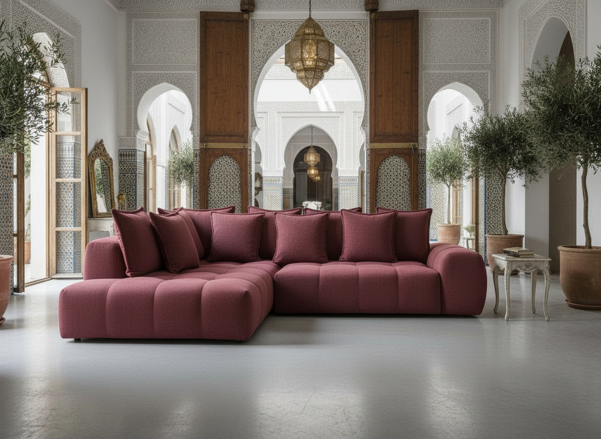 Canapé FLY d'angle convertible coffre – tissu chiné