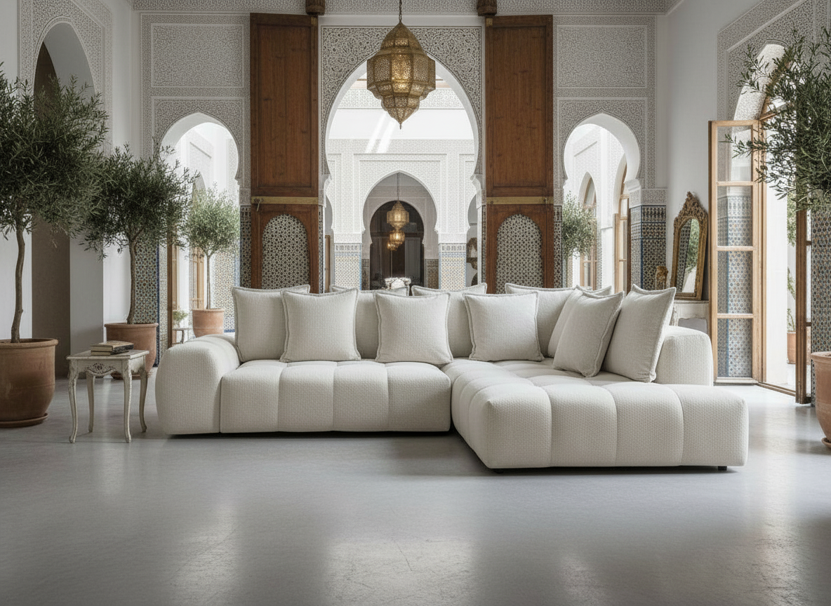 Canapé FLY d'angle convertible coffre – tissu chiné