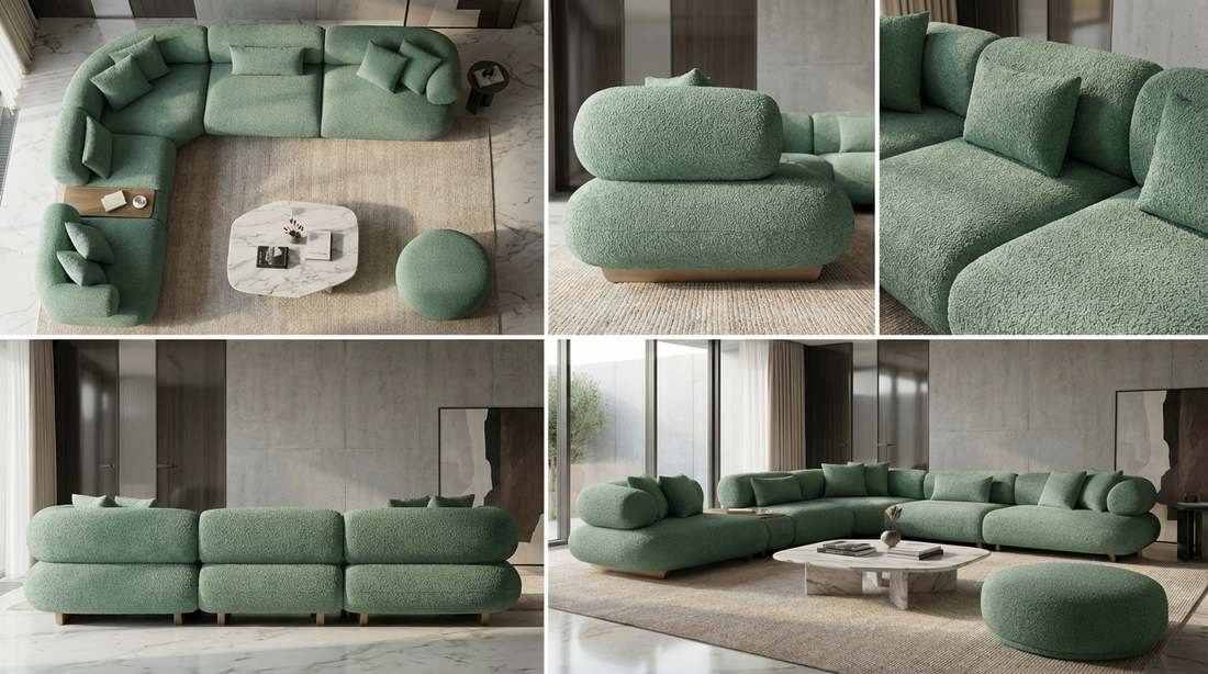 Canapé d'Angle "Bubble" en Tissu Bouclé -  Design Modulaire et Organique