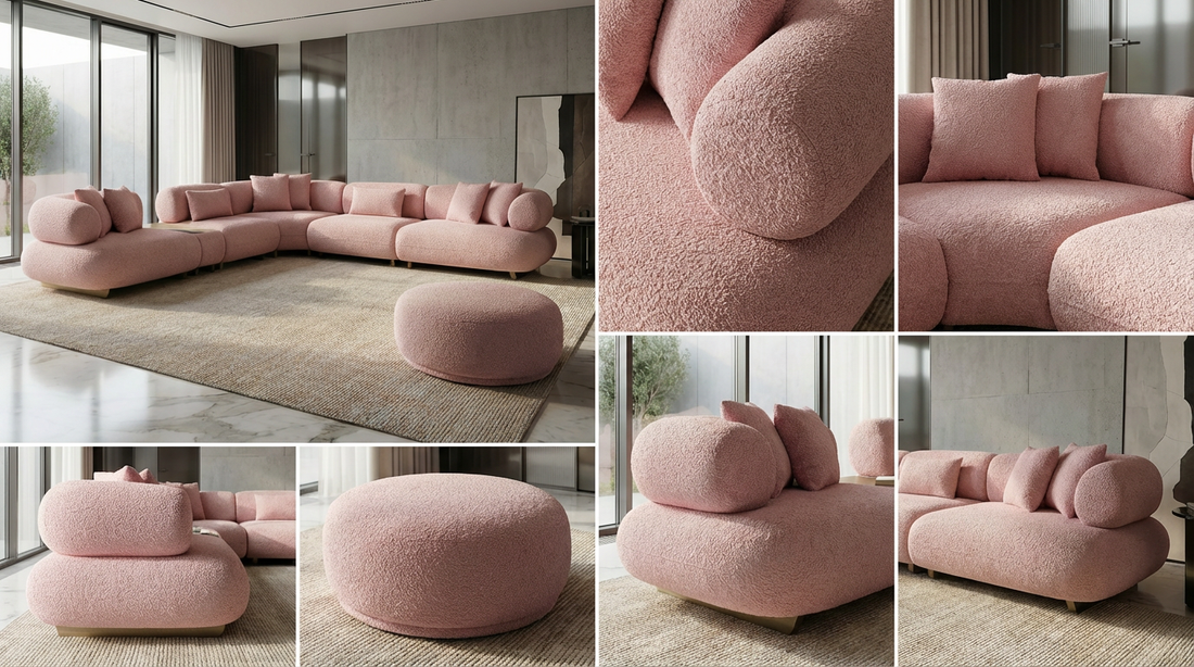 Canapé d'Angle "Bubble" en Tissu Bouclé -  Design Modulaire et Organique