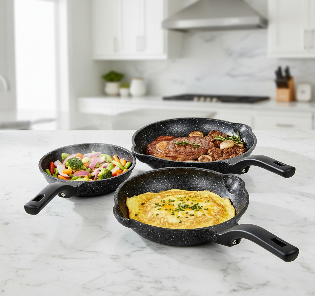 Ensemble de poêles Cem Asur – Revêtement antiadhésif (Ø 20 / 24 / 28 cm)