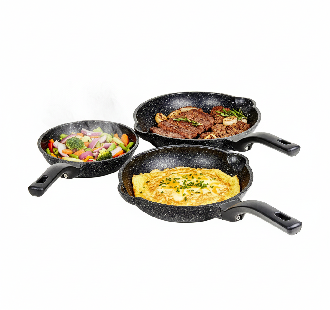 Ensemble de poêles Cem Asur – Revêtement antiadhésif (Ø 20 / 24 / 28 cm)
