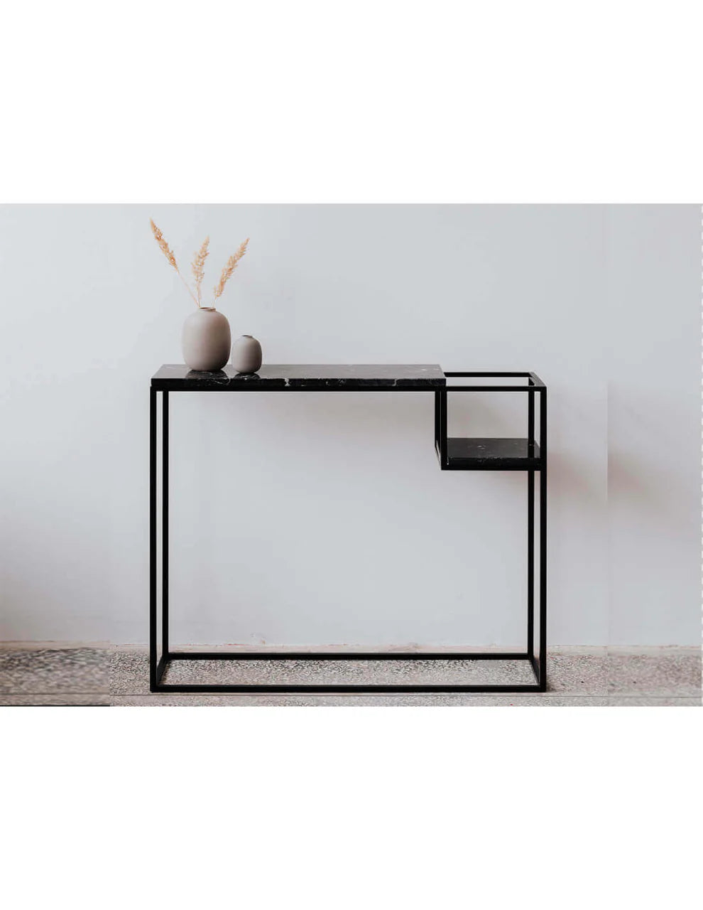 Console en Marbre et Métal – Design Épuré et Rangement Élégant