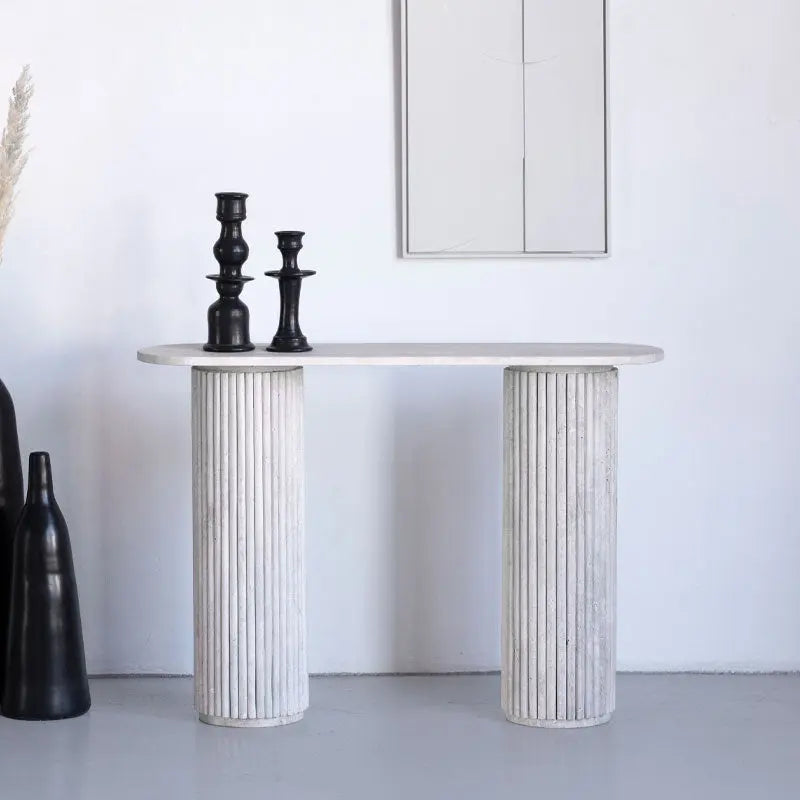 Console d'entrée  – Travertin sculptural