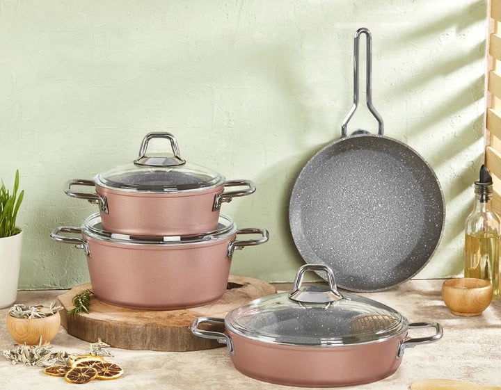 Set de Casseroles Amboss Crystal 7 Pièces – Granit Rose Gold