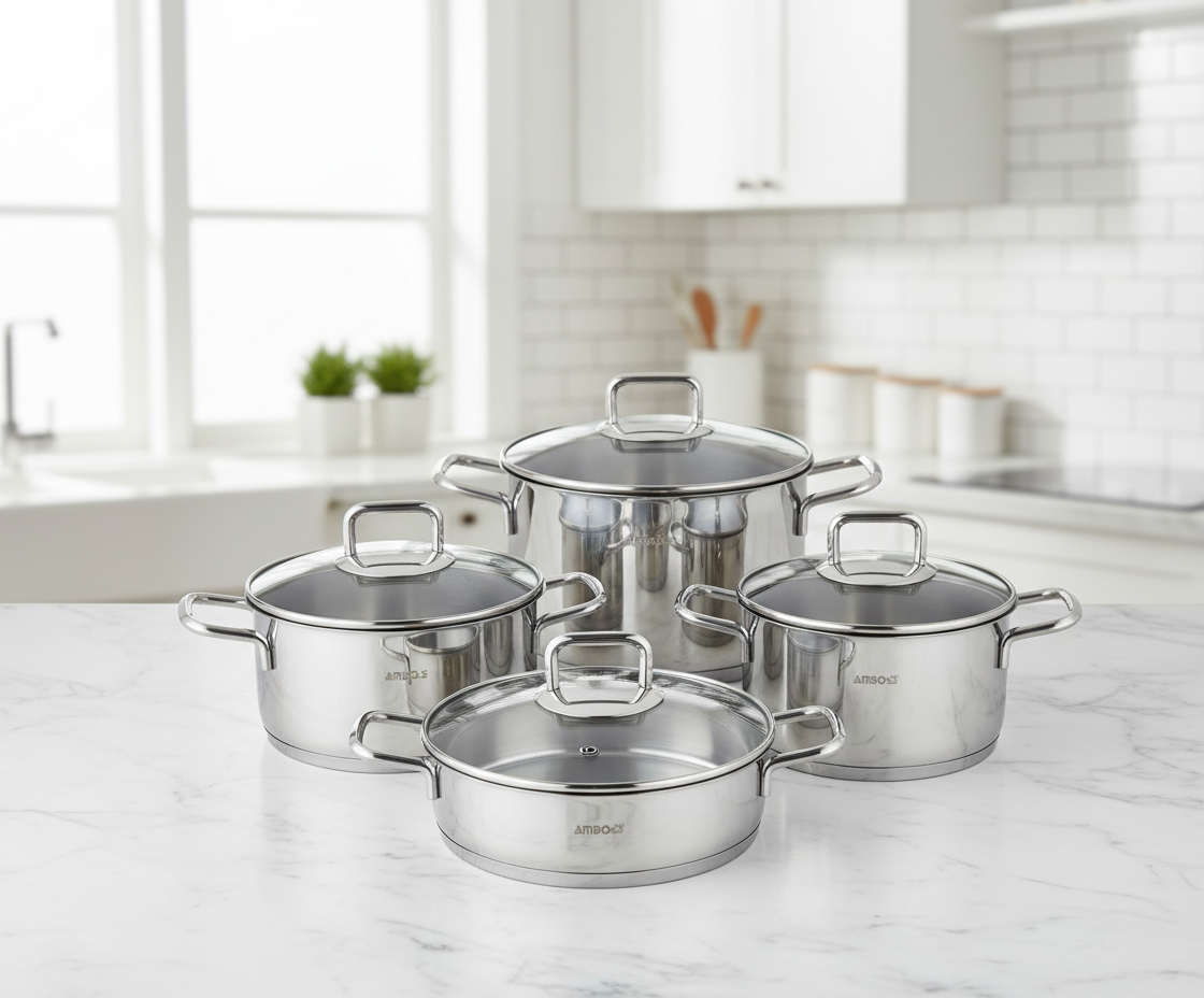 Amboss Diamond Strainer – Batterie de Cuisine 8 Pièces à Couvercles Verre