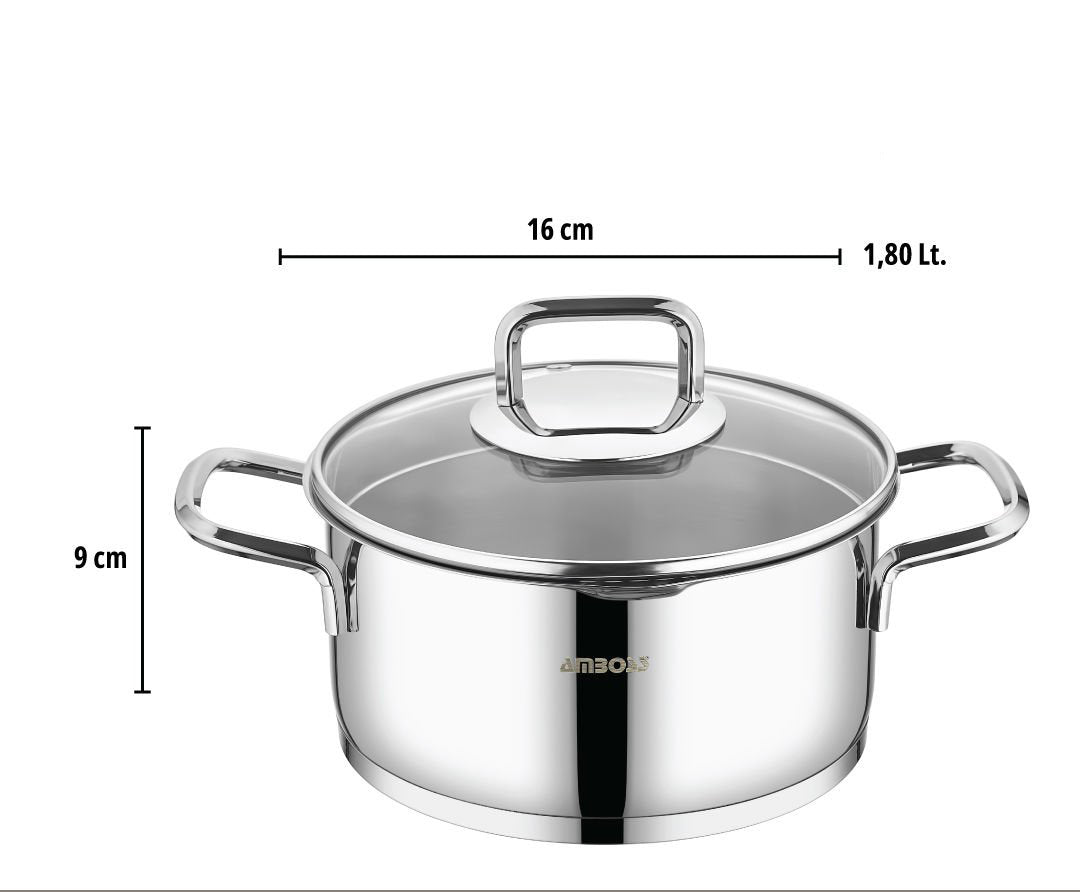 Amboss Diamond Strainer – Batterie de Cuisine 8 Pièces à Couvercles Verre