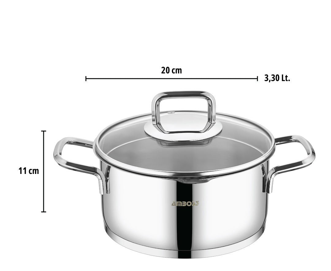 Amboss Diamond Strainer – Batterie de Cuisine 8 Pièces à Couvercles Verre