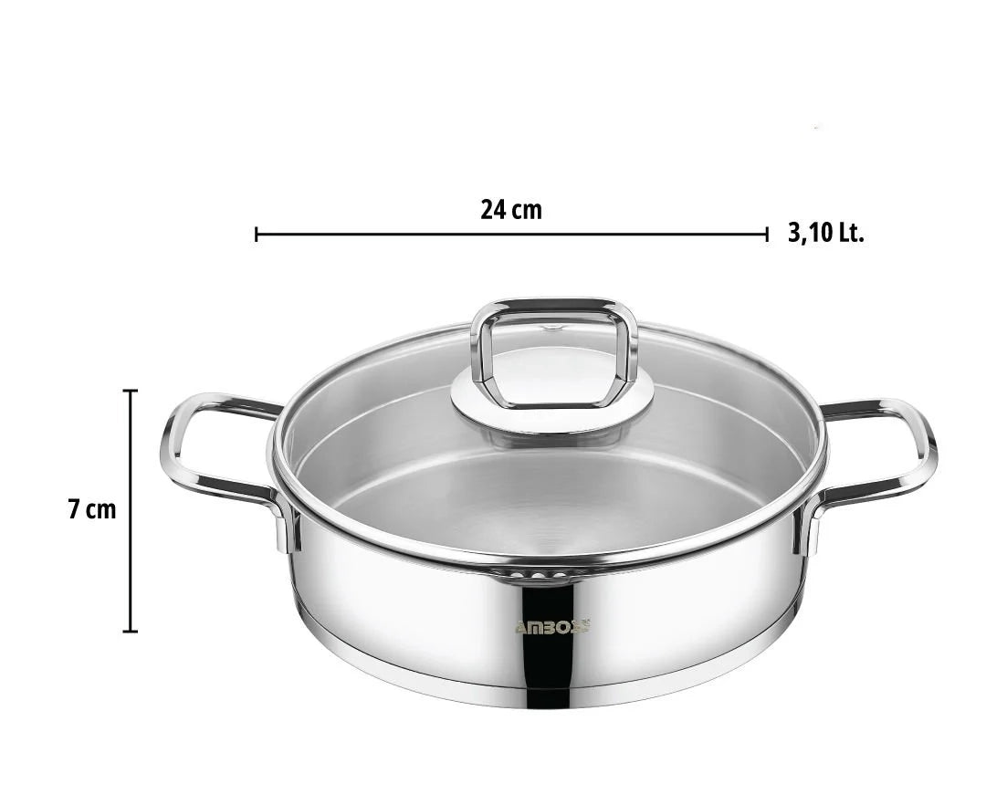 Amboss Diamond Strainer – Batterie de Cuisine 8 Pièces à Couvercles Verre