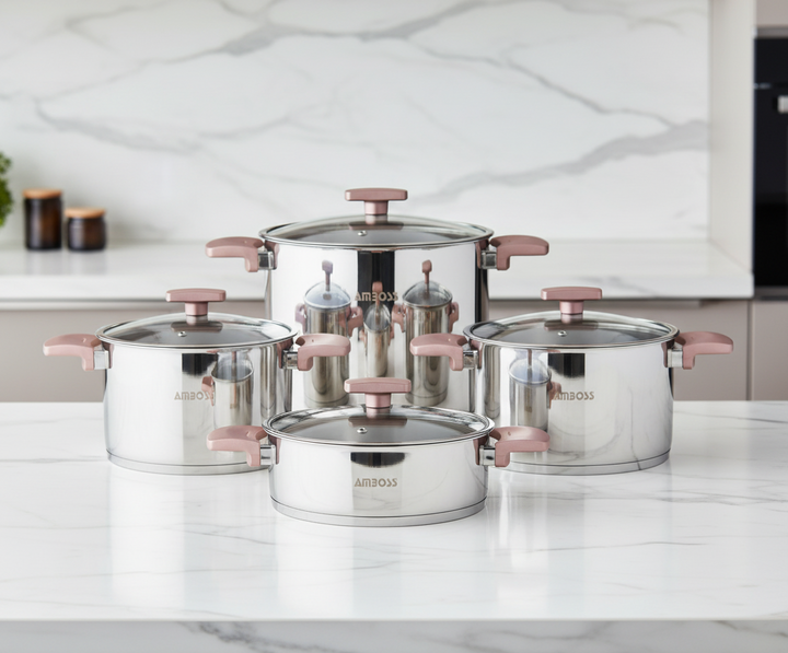 Amboss Batterie de Cuisine Enio Rose Gold – 8 Pièces en Acier Inoxydable