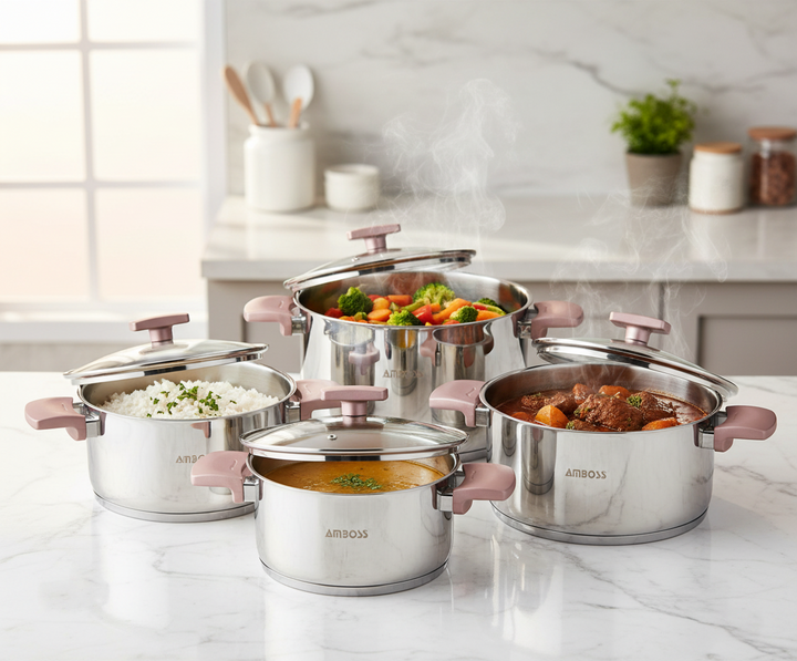 Amboss Batterie de Cuisine Enio Rose Gold – 8 Pièces en Acier Inoxydable