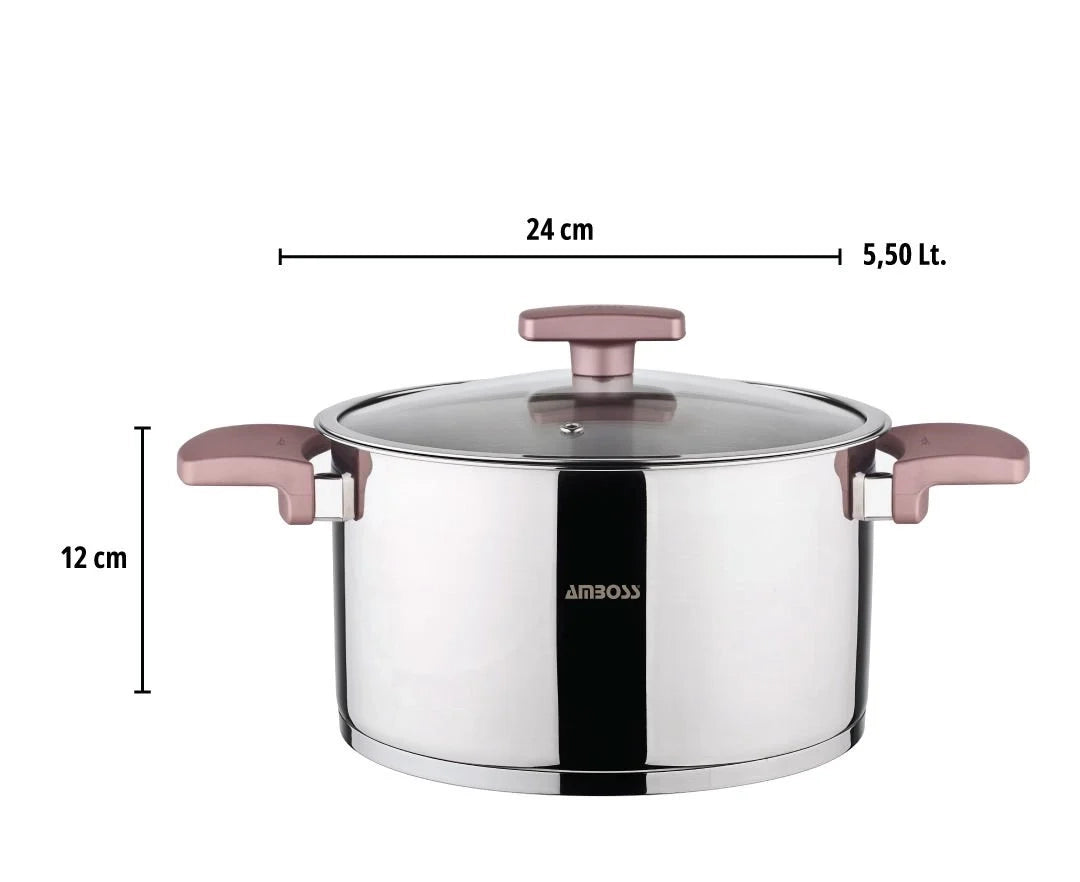 Amboss Batterie de Cuisine Enio Rose Gold – 8 Pièces en Acier Inoxydable