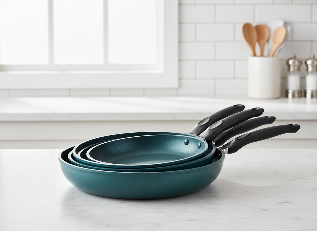Poêles TURQUOISE antiadhésives – 26, 28, 30 cm – Revêtement haute qualité