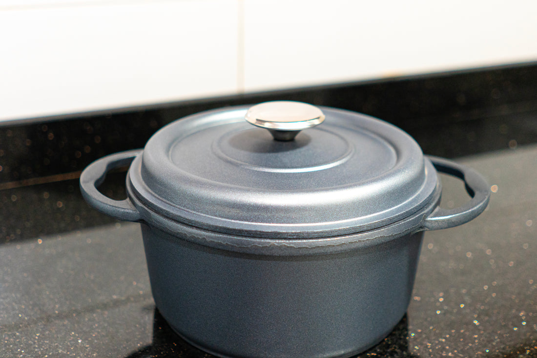 Faitout Rond en Fonte Émaillée 20 cm – Gris Métallisé