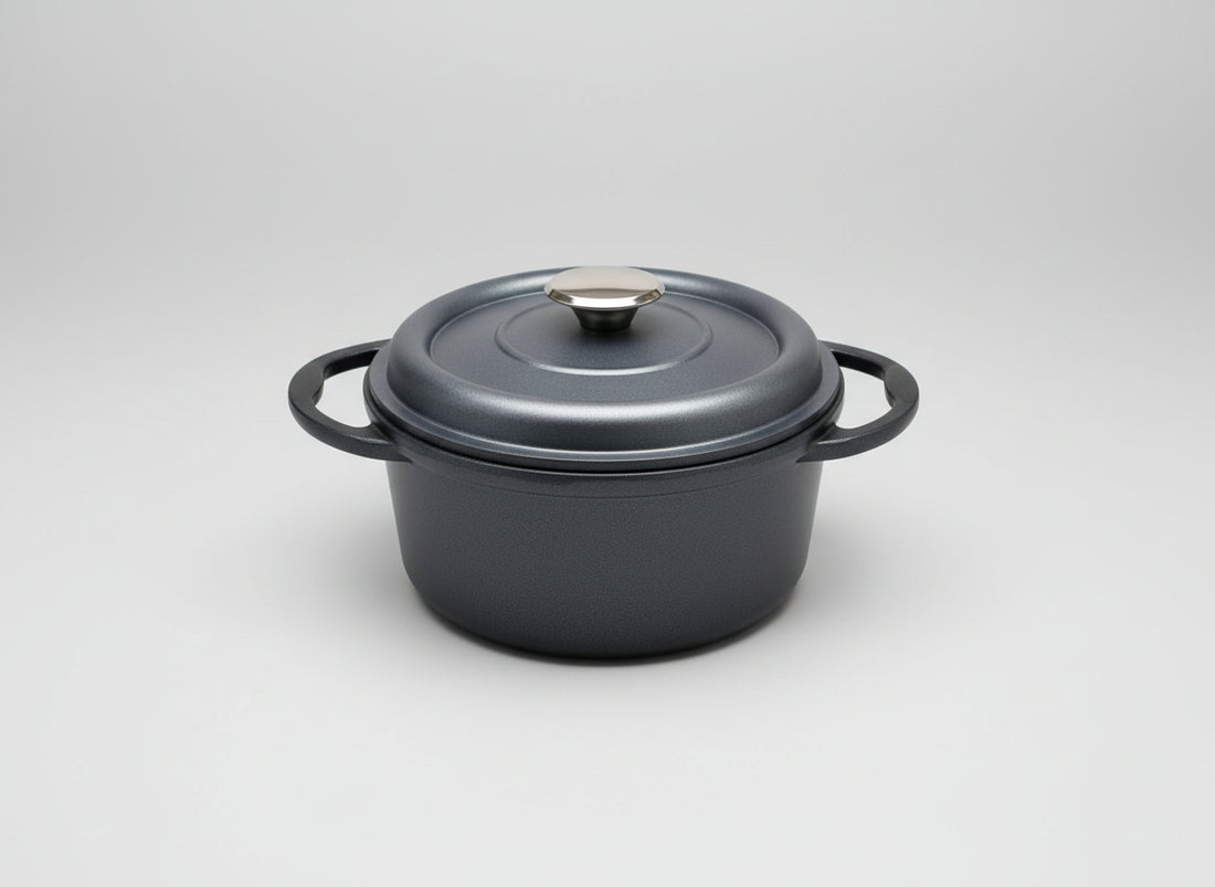 Faitout Rond en Fonte Émaillée 20 cm – Gris Métallisé