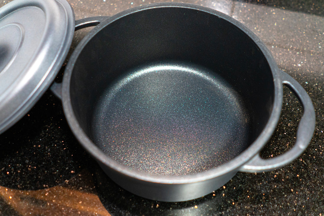 Faitout Rond en Fonte Émaillée 20 cm – Gris Métallisé