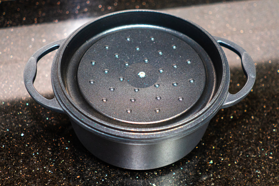 Faitout Rond en Fonte Émaillée 20 cm – Gris Métallisé