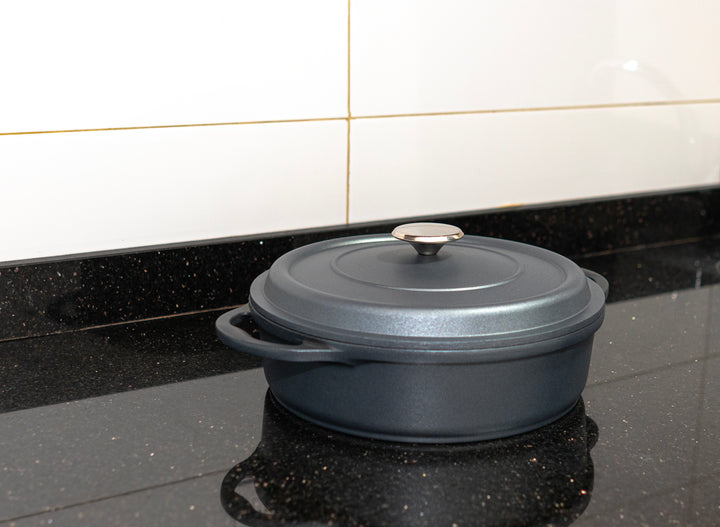 Faitout Rond en Fonte Émaillée 28 cm – Gris Métallisé