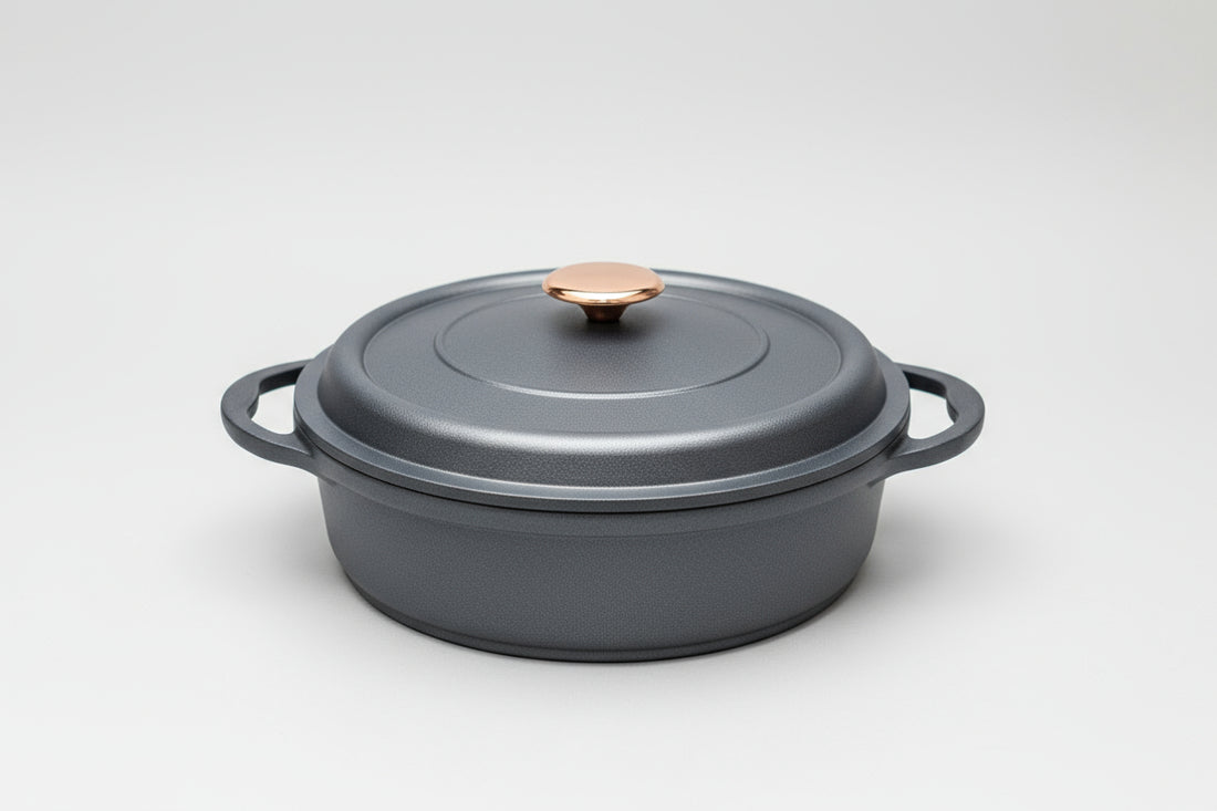 Faitout Rond en Fonte Émaillée 28 cm – Gris Métallisé