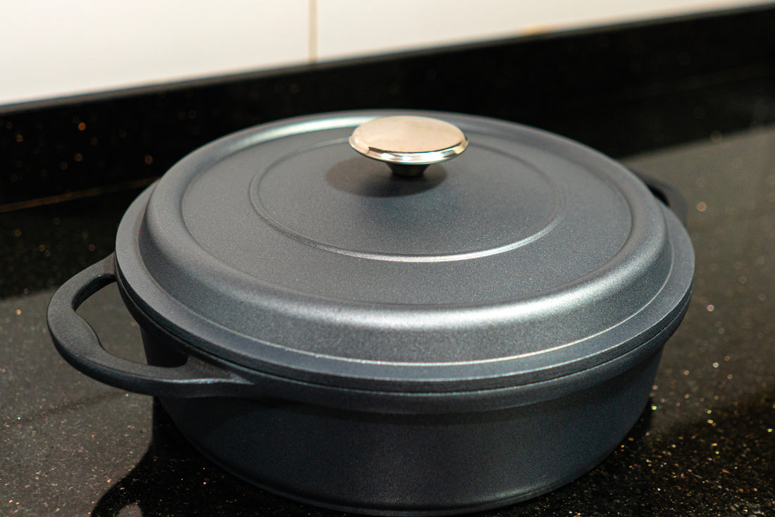 Faitout Rond en Fonte Émaillée 28 cm – Gris Métallisé