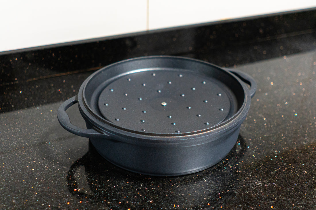 Faitout Rond en Fonte Émaillée 28 cm – Gris Métallisé