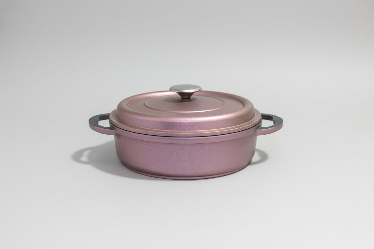 Faitout Ovale en Fonte Émaillée 26 cm – Bordeaux Métallisé