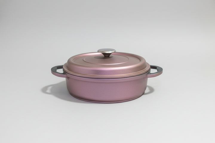 Faitout Ovale en Fonte Émaillée 26 cm – Bordeaux Métallisé