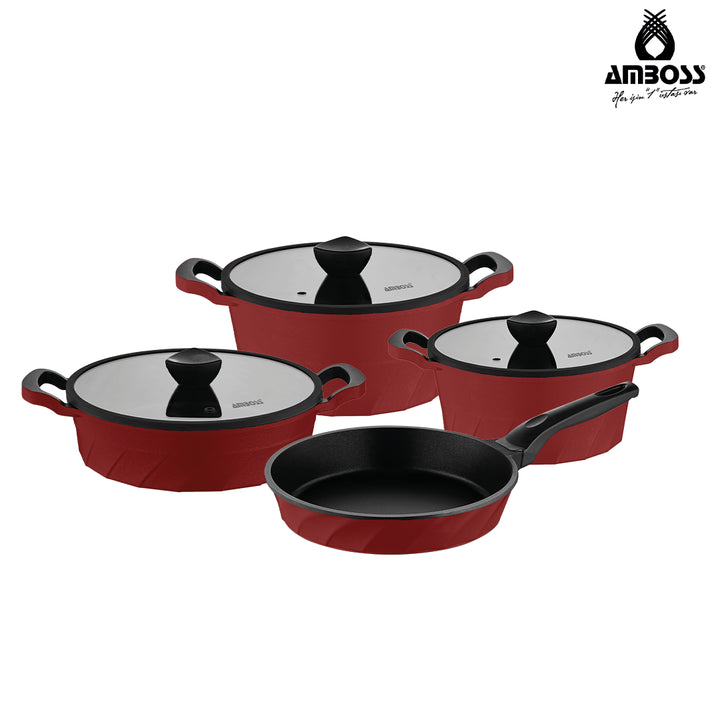 Set Vento 7 Pièces – Fonte avec Revêtement Titane (Rouge)