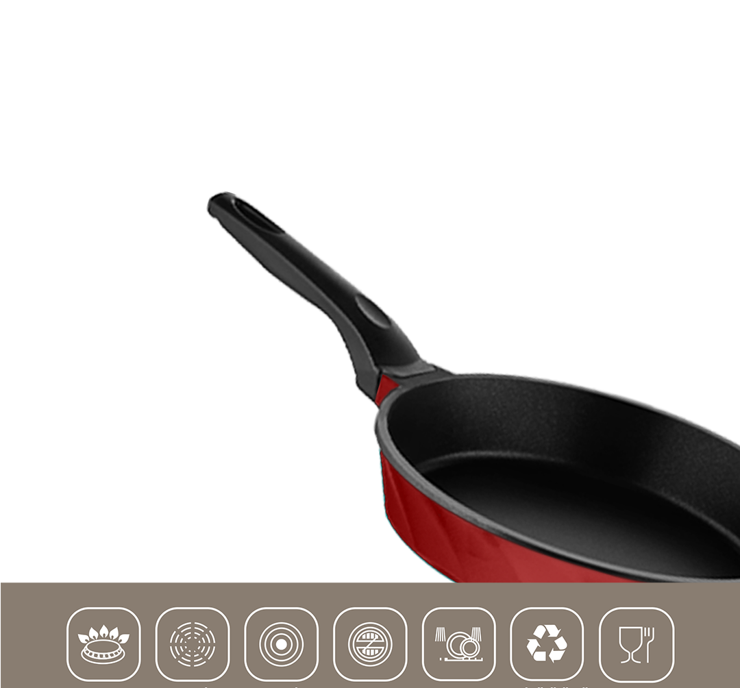 Set de Poêles Amboss Vento – 3 Pièces en Fonte avec Revêtement Titane (Rouge)