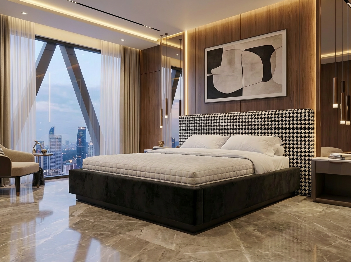 Cadre de Lit Luxueux Rembourré en Velours à Motif Baroque/Floral - Design "Bubble" - Tailles Queen et King