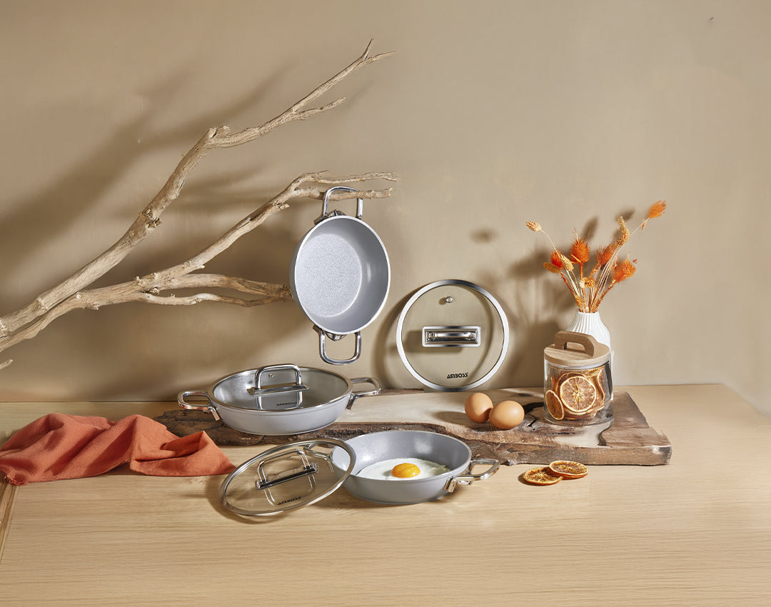 Ensemble de 3 poêles en céramique Amboss Sera Nova - Gris